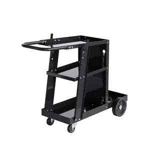 Welding Cart, 400 Lbs Capacity 3-Tier Welder Cart, ank Storage Safety Chains, Rolling Metal Utility Cart with 360° Swivel Wheels for TIG, TIG, MMA, Plasma Cutter Welding Machine