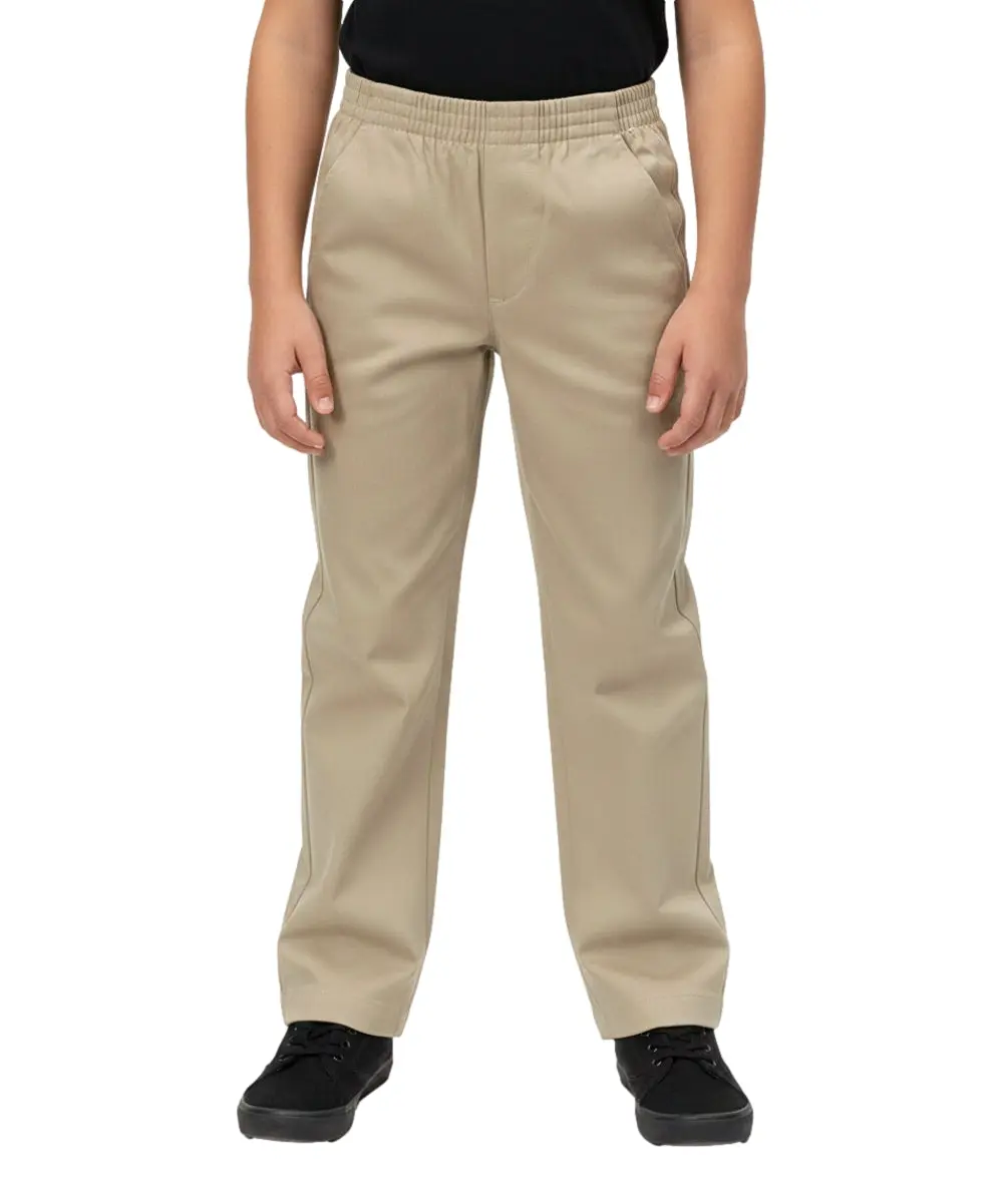 unik Boy's Khaki Uniform All Elastic Waist Pull-on Pants 4-16 BU03