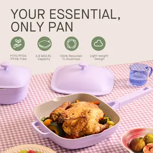 All-in-One Pix Pan,Titanium Ceramic Nonstick Frying Pan,PFAS Free Cookware Pan with Natural Wooden Spatula and Loofah Scrubber-Eco-Friendly