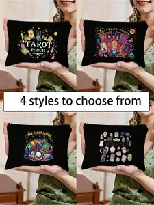 Mystical Tarot Card Storage Bag, Cosmic Divination Theme, Personalized Gift Bag, Zipper Pouch, Christmas, Halloween, Teacher's Day Gift