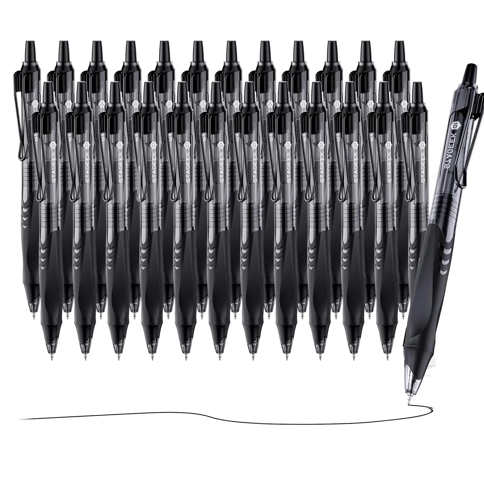 STAGEEK 12/24 Pack Black Gel Pens, Quick Dry Black Ink Pens, 0.5mm Fine Point Retractable Smooth Writing Pens for Journaling, Writing, Business Gel Pen for Office School & Home Supplies(Black,Blue)