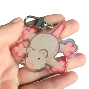 Rat Glitter Keychain - Acrylic with Epoxy and Silver CLasp