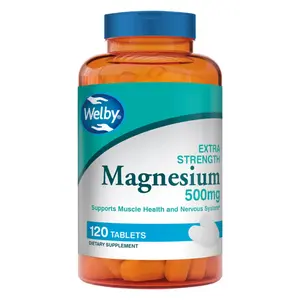 Welby Magnesium Supplement 500 mg 120 Tablets - Supports Muscle, Nerve & Bone Health - 120-Day Supply for Vegetarians and Vegans - Healthcare, Dietary