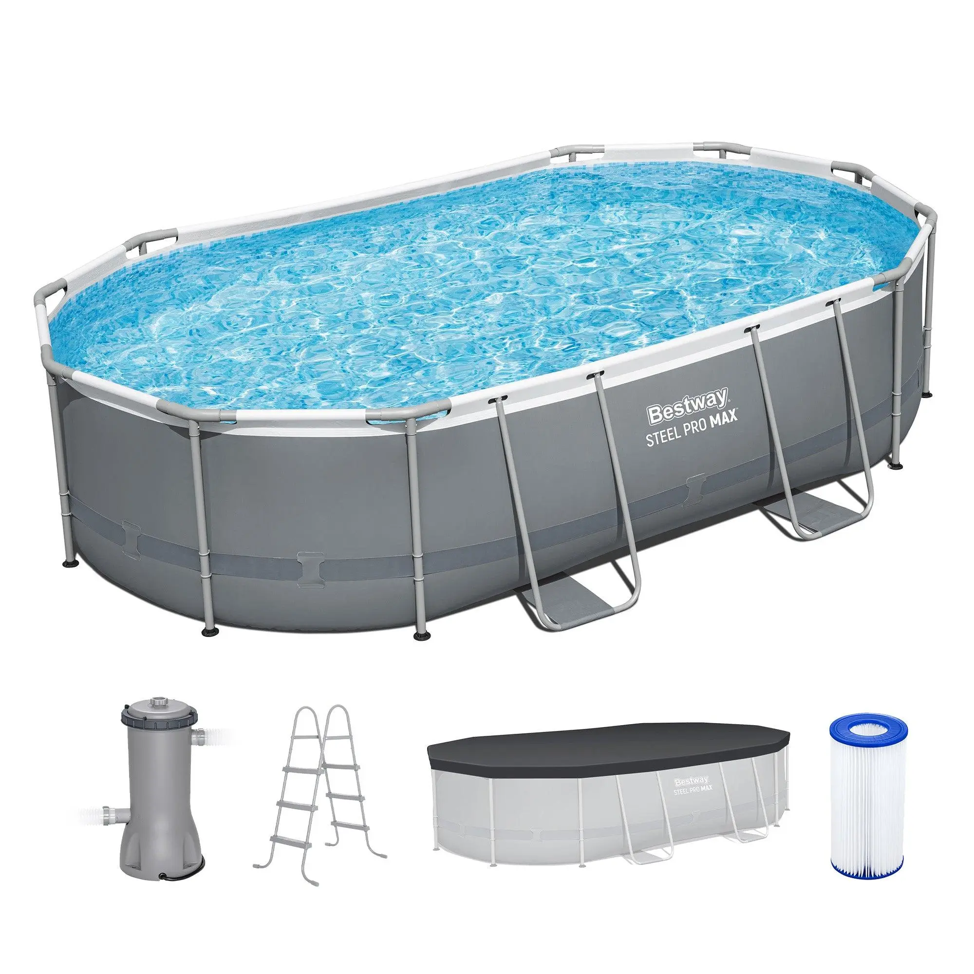 Bestway Steel Pro MAX 16' x 10' x 42" Oval Above Ground Swimming Pool Set