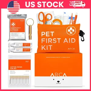 Dog First Aid Kit for Pets 35 Piece Emergency Survival Kit in Water Resistant Portable High Visibility Pouch for Hiking Camping Travel and Outdoor Safety | Pet Emergency Kit Dog Travel Essentials First Aid Supplies Outdoor Adventure Safety Gear for Dogs