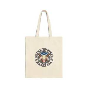Stars & Stripes Baseball Tote Bag | Vintage patriotic baseball graphic, red white blue