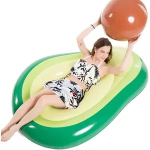 Inflatable Avocado Pool Float Floatie with Ball Water Fun Large Blow Up Summer Beach Swimming Floaty Party Toys Lounge Raft for Adults (L)