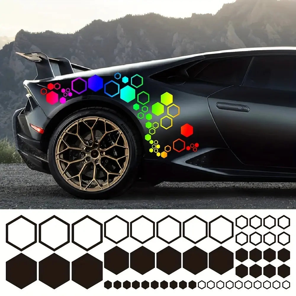 52 Pcs/Pack Car Tail Light Honeycomb Decal Stickers, Car Decorative Sticker, Car Decals, Automobile Decals, Decal for Cars, Automotive Decals, Cuttable Design, Universal Fit for All Vehicles, Easy DIY Decoration
