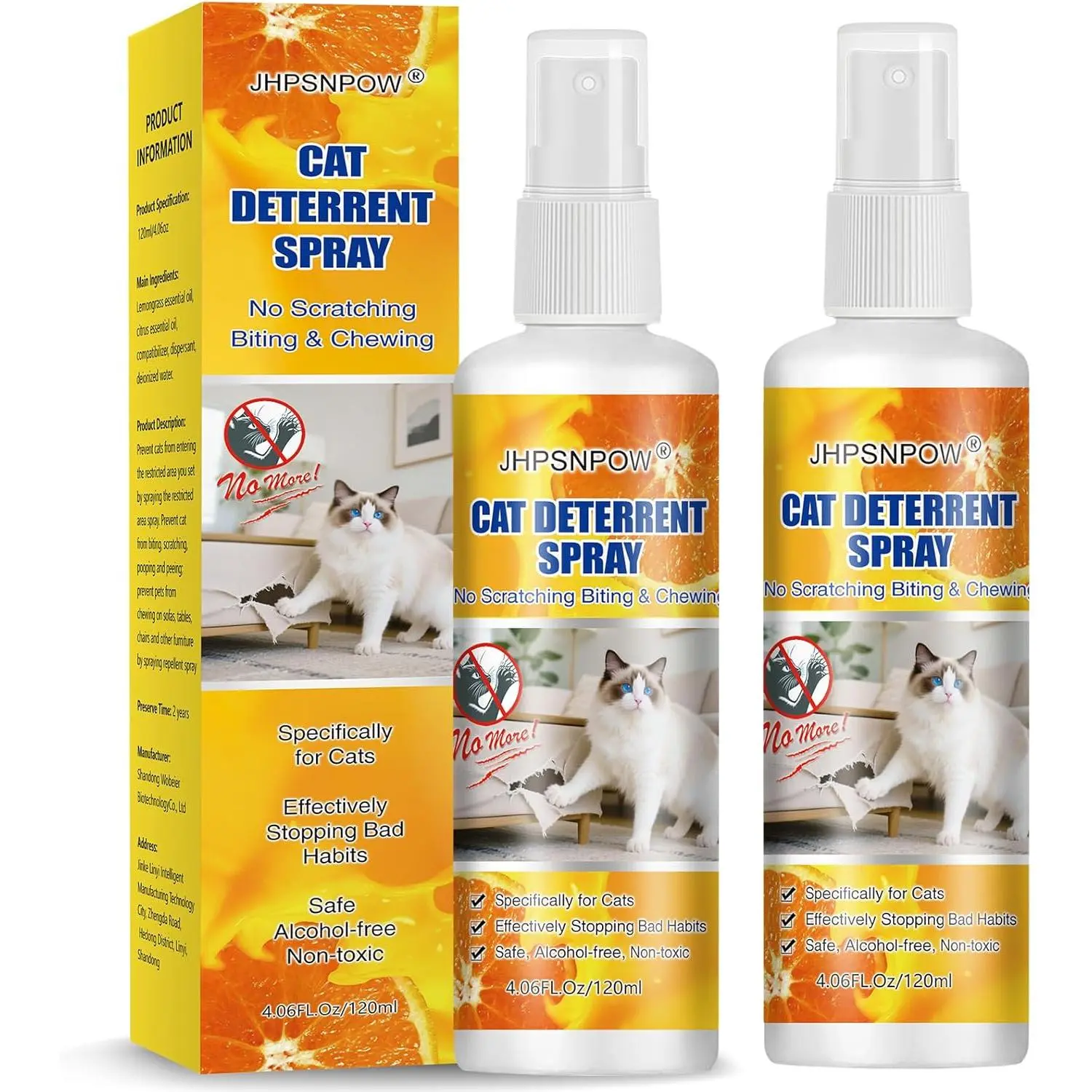 Cat Deterrent Spray for Pee, 2Pack 4oz Dog Urinating Repellent Spray, Anti Scratch Furniture Fabric Protector, Pet Corrector Air Spray for Scratching, Kitten Behavior Training, No Chew Marking Indoor