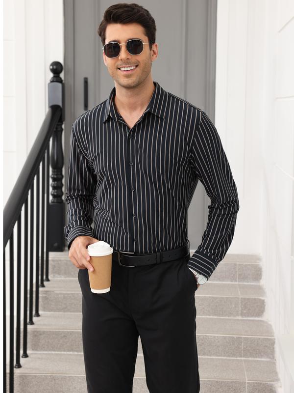 ELENCOCO Long Sleeve Thickened Stretch Shirt Longsleeves Blouse Striped Outdoorfun,Menswear,Father's Day gift,Tiktok shop deals,Gifts for him,Valentines day outfit Casual Crew Neck Casual Classy Fashion