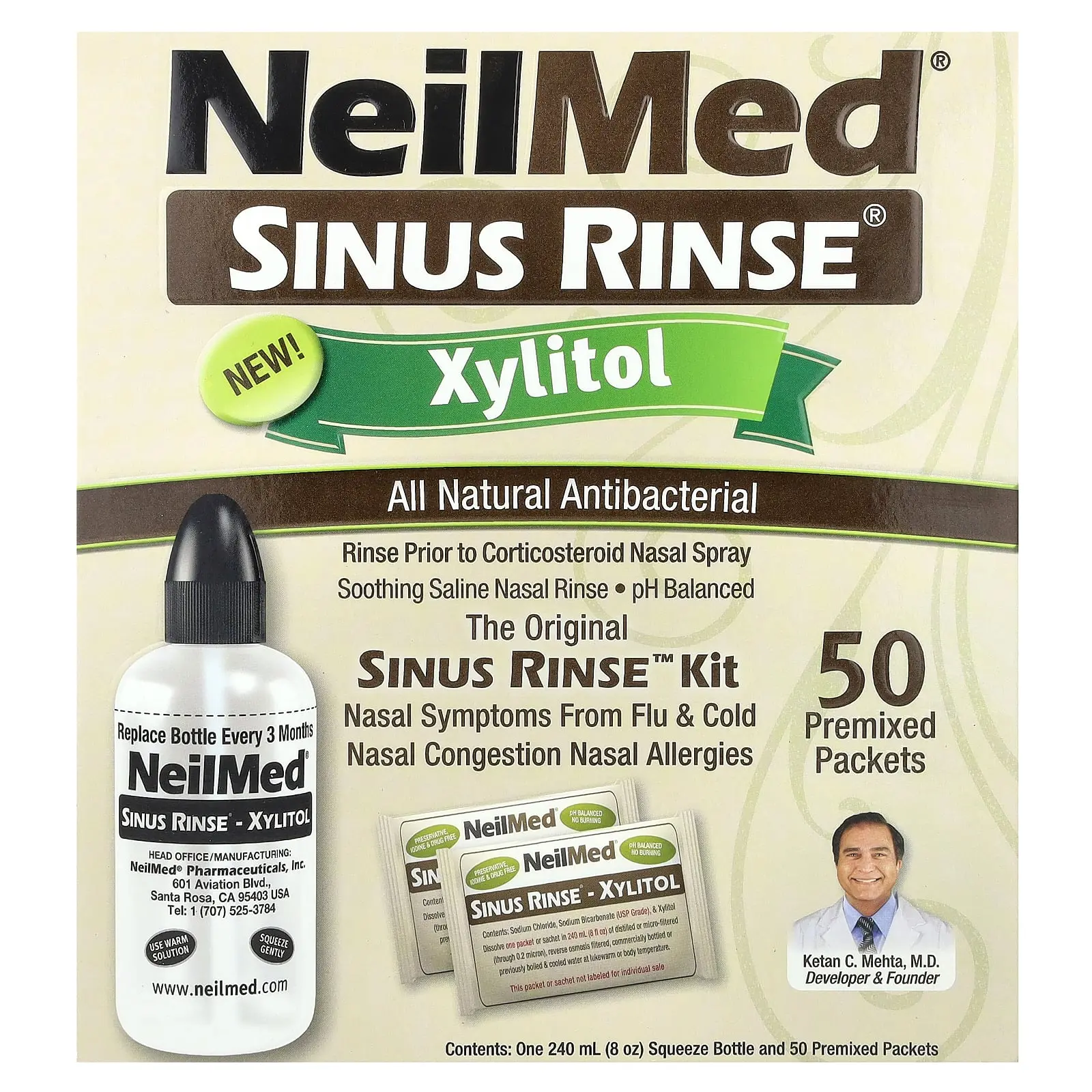 NeilMed Sinus Rinse®, Xylitol, Sinus Rinse™ Kit, 2 Piece Kit | HSA/FSA Eligible