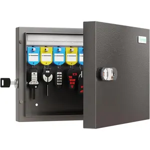 WeHere 16 Key Lock Box - Wall Mounted Key Cabinet with 3-Digit Combination Lock & Backup Key, Key Organizer Lockbox for Home, Office, Rental, Property Management, Includes Key Tags