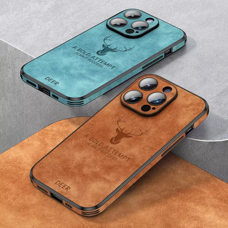 Luxury Deer Leather Phone Case Accessories Smartphone Protector Protection Cover Protective