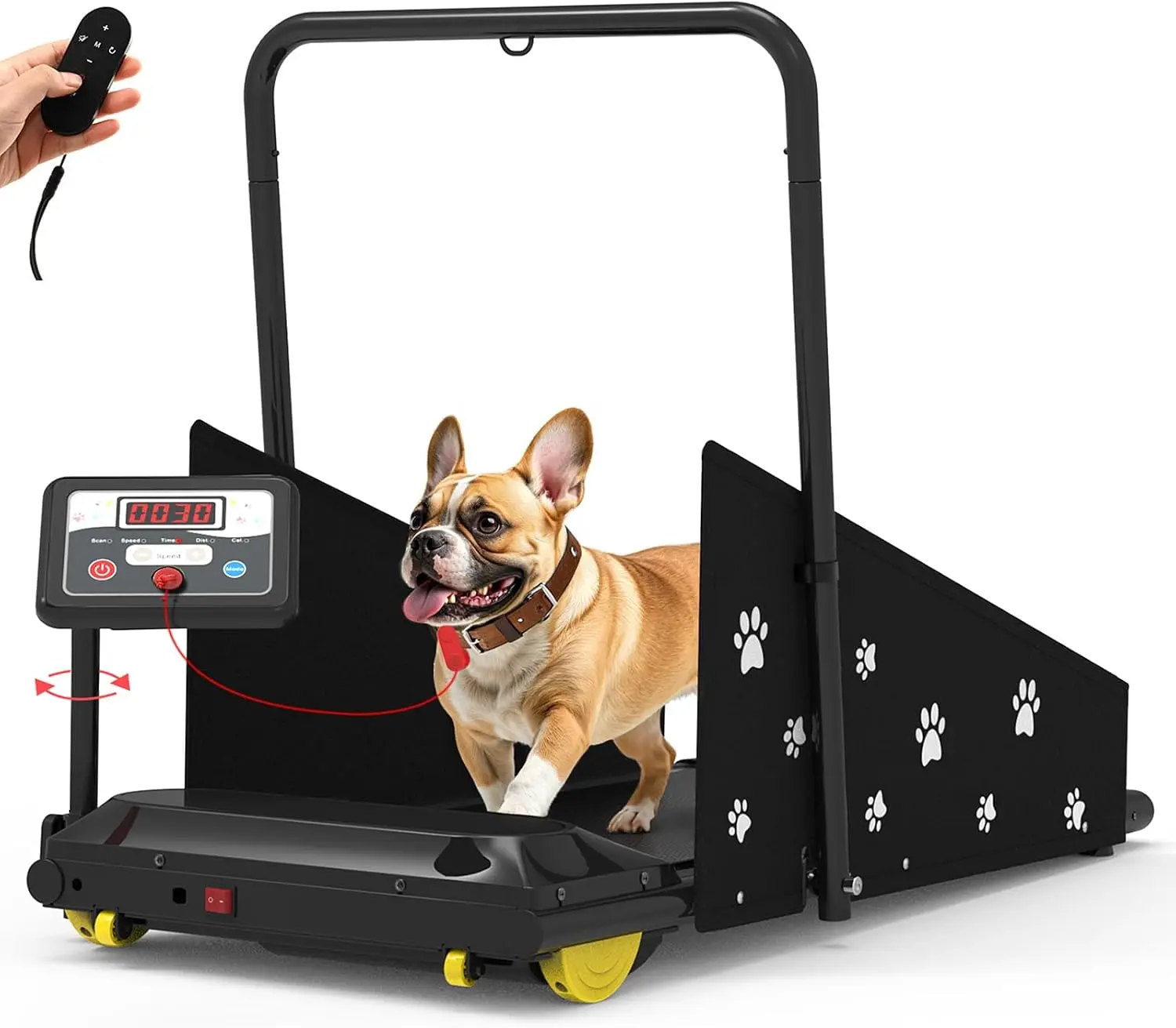 Dog Treadmill for Medium Small Dogs - 265lbs Weight Capacity Pet Running Machine with 360° Rotatable Display - 2 in 1 Treadmill for Pet Fitness with Move Wheels and Remote Control