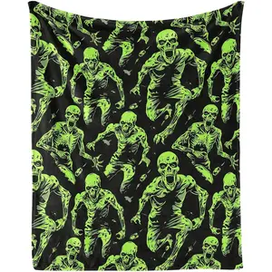 Zombie Blanket for Boys Girls, Scary Zombie Themed Design Printed Throw Blankets for Kids Lap, Chair Sofa, Warm Soft Cozy Blanket, 40"x 50"