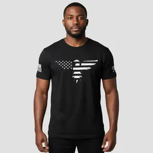 American Flag Eagle Men's Fitted Short Sleeve Graphic T-Shirt with Flag Crew Neck Cotton Tee for Summer Streetwear
