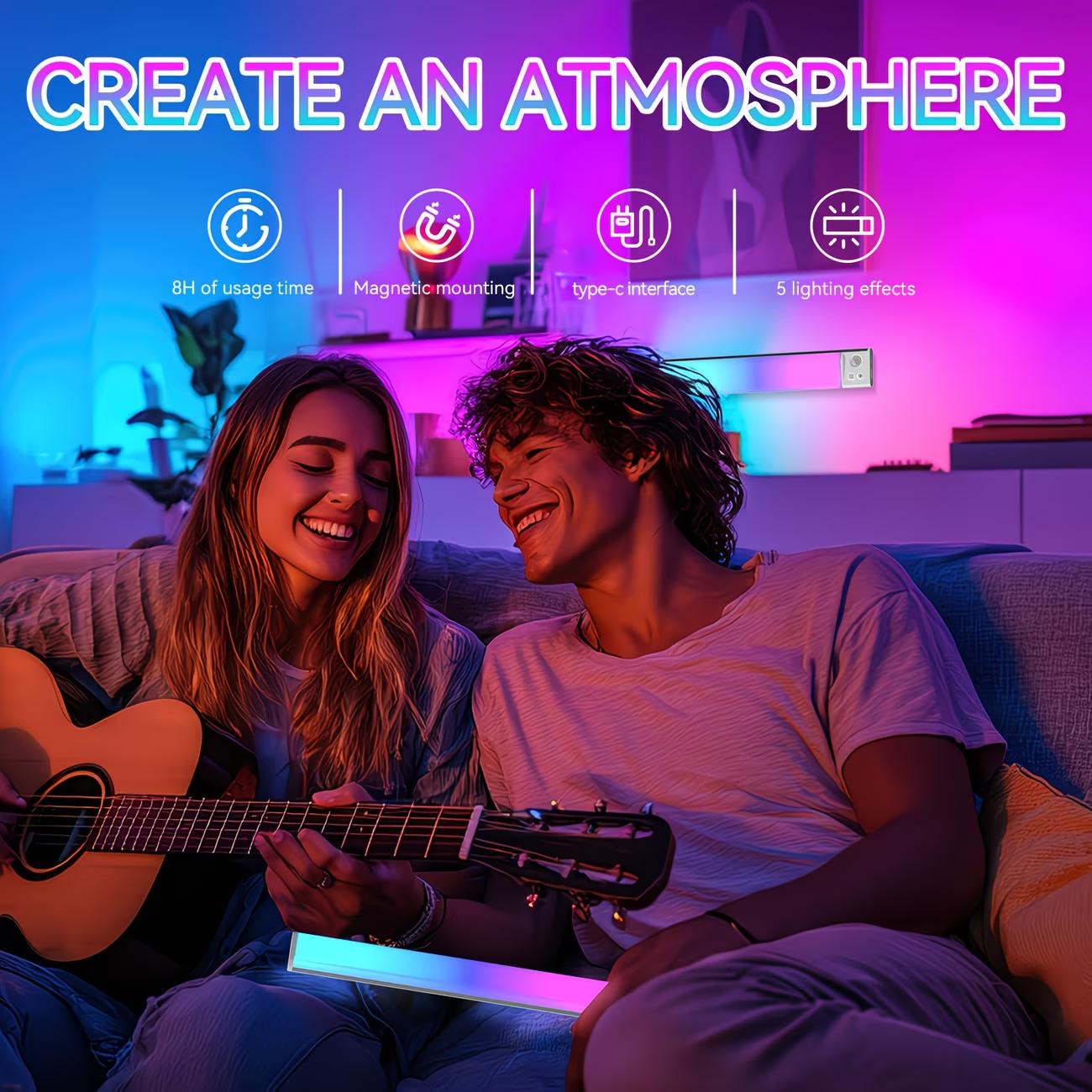 RGB Dynamic Sensing Night Light Strip — Smart Cabinet Light, 1500mAh Rechargeable Design, Magnetic No-Drill Installation, Perfect for Kitchens, Wardrobes, Staircases, Bathrooms, and Stylish Vacation Home Decor.