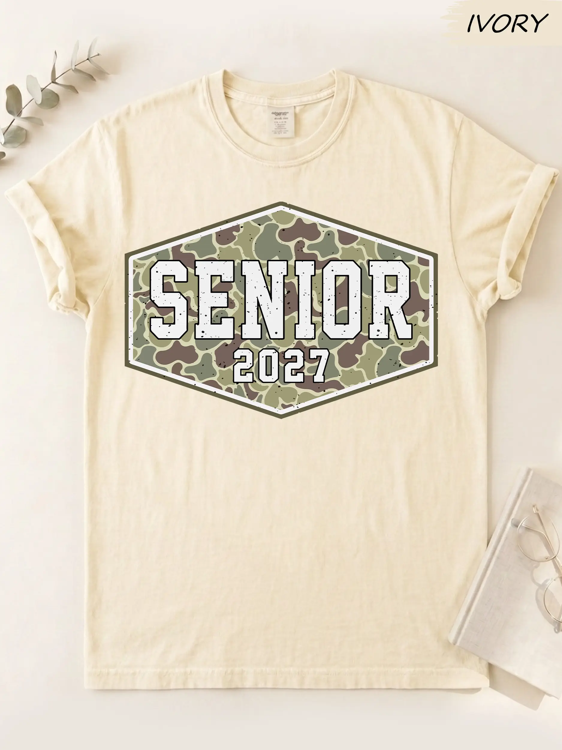 Comfort Colors Camo Senior 2027 Camouflage Graduation School Class Of 2027 Shirt, Vintage Camo Graduate Senior 2027 Tee