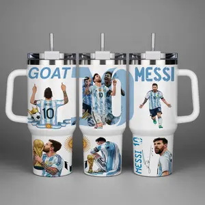 [Otaku Sip] Messi 10 Argentina Legend 20oz & 40oz Tumbler With Handle – Soccer Champion Stainless Steel Cup, Vacuum Insulated Travel Mug, Iced Coffee Drinkware, Gift For Football Fans
