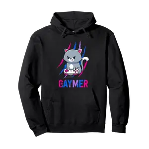 Bisexual Gaymer Geek Pride LGBT Video Game Lovers Gift Cat Pullover Hoodie - Rauldiazde Shop Xb08kk2t2ly