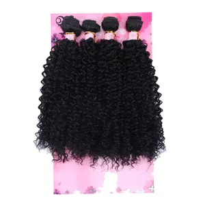 Kinky Curly Hair  Synthetic Hair Weave  18 18 20 20 Inches 4 count/Pack Black Color Quick Weave Sew in Extension Very Soft