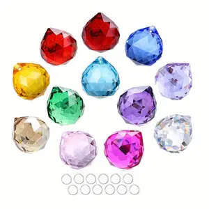 12pcs 20mm Multicolor Crystal Sun Catcher Balls, Vintage Waterfall Prism Decorative Hanging Ornaments, Multi-Color Pendant Accessories
