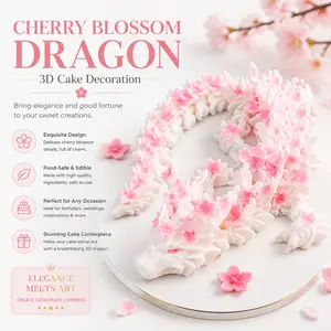 3D Printed Cherry Blossom Dragon – Realistic Articulated Dragon Fidget Toy, Desk Décor, Ornaments and Collectible, Articulating Figurines, Home Decor Ornaments