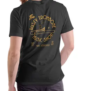 THE RUSTY TROMBONE MUSIC SHOP T Shirt, funny, Unisex, Cotton Menswear Soft