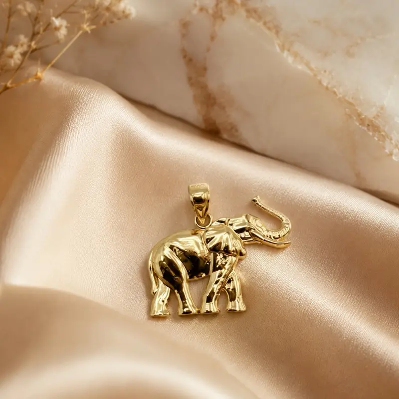10k Elegant Elephant Charm Pendant for Fine Jewelry Collections
