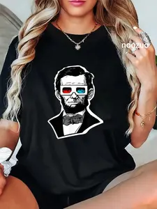 100% Cotton Abraham Lincoln 3D Glasses fun Abe Lincoln Funny 3D Glasses T-Shirt