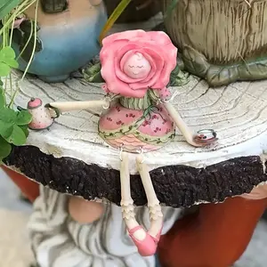 Charming Resin Rose Fairy Angel Garden Statue, Decorative Succulent Planter for Balcony & Outdoor Decor, Ideal Wedding & Home Accent, Rose Flower Statue