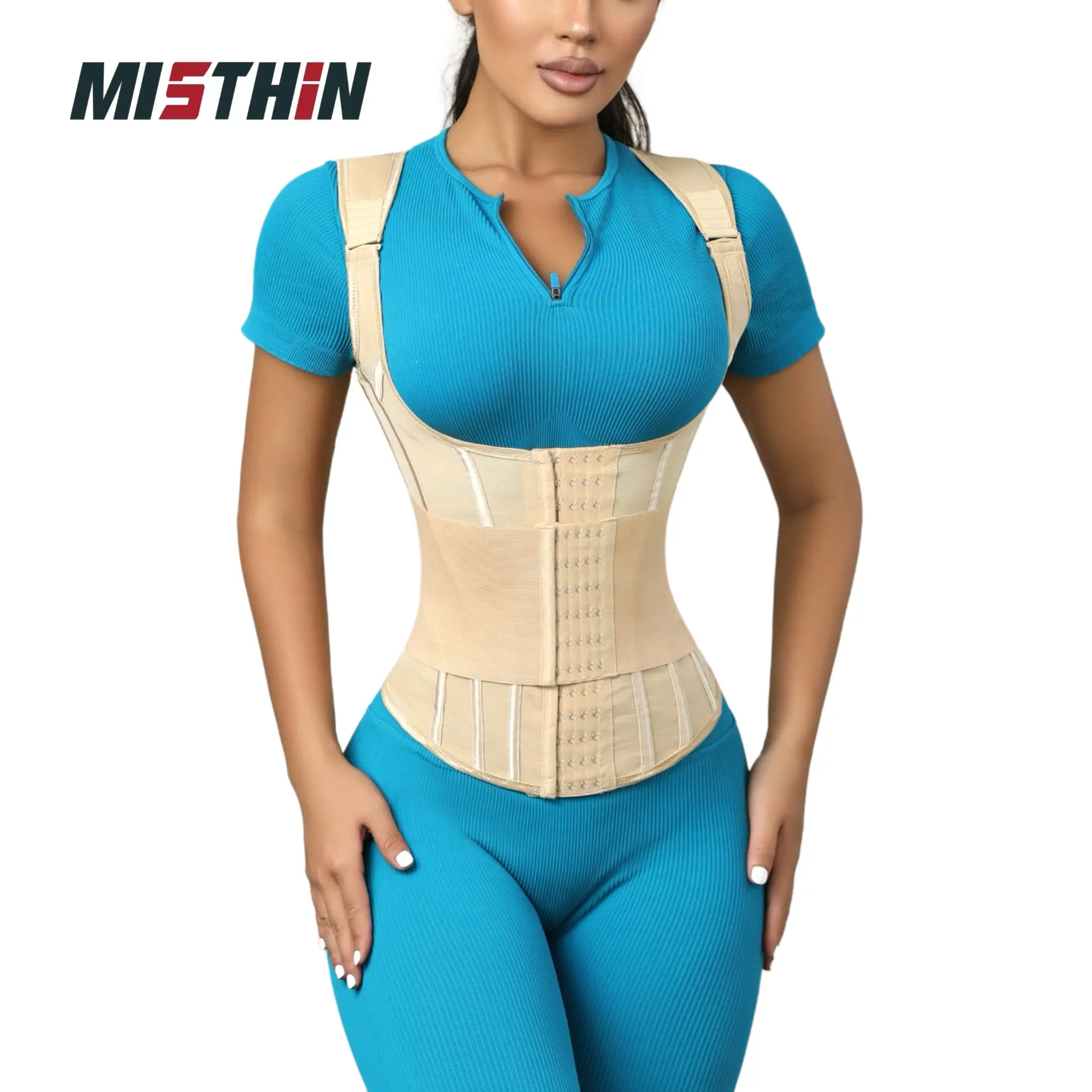 MISTHIN Lady's Basic Compression Shapewear Vest, Breathable Stretch Body Contouring with Tummy Control and Posture Adjustment, High Waisted Shapewear, Elastic Stretch, Vest Shaper