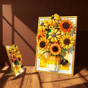 Sunflower Building Block Flower Frame Set, Sunflower Photo Frame, Eternal Flowers, Creative Desktop Decoration, Versatile Adult Stress Relief Toy