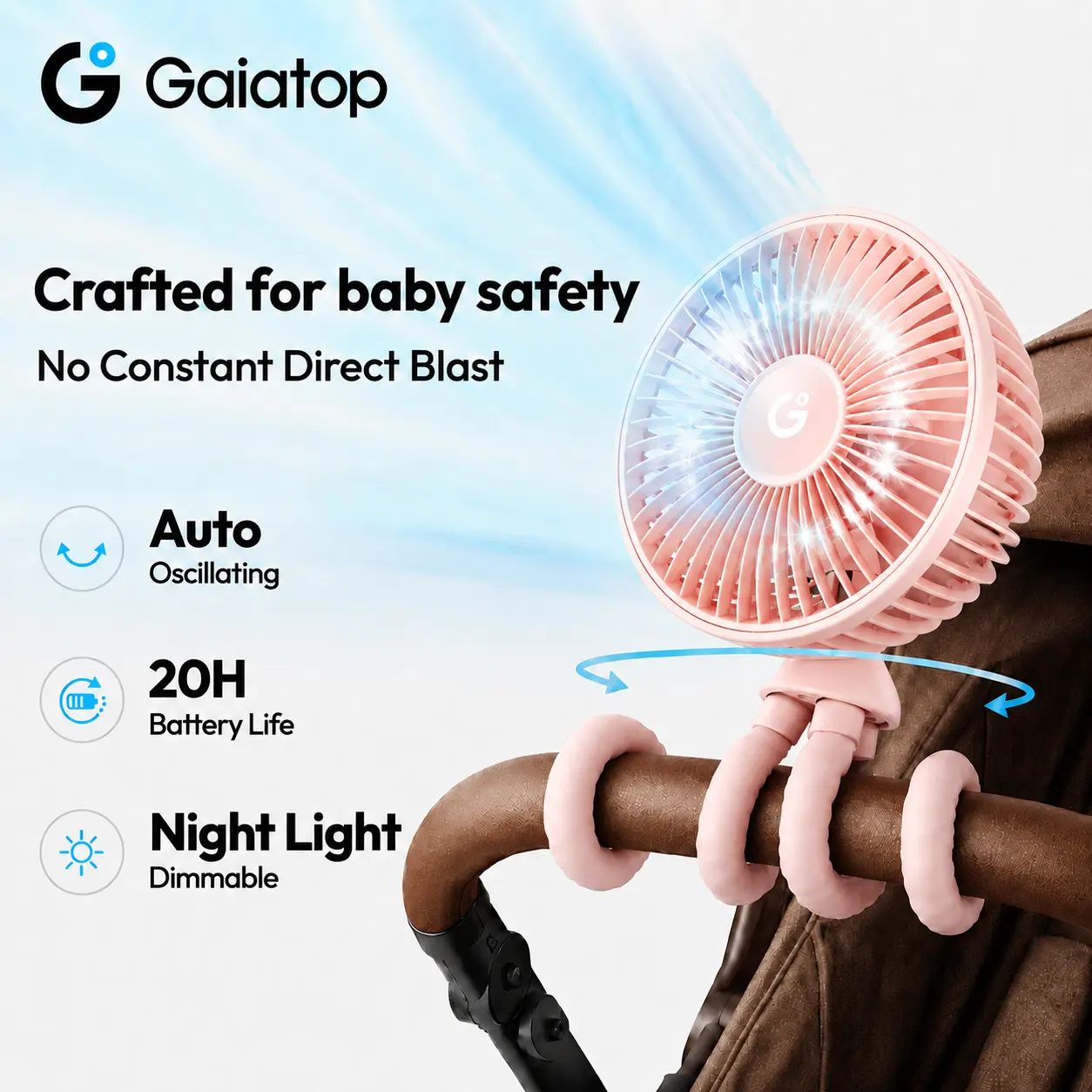 [ Baby-Safe Fan] GAIATOP Baby Stroller Fan with Mosquito Repellent, Flexible Octopus Clip-on Fan, Portable Cooling Fan for Travel Accessory, Car Seat & Nursery, Practical Family Gift,back to school,back to school haul