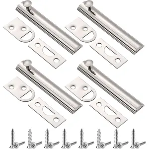 4 count Solid Brass Surface Bolt Door Slide Bolt Door Latches for Top of Door Slide Latch Lock (,3")