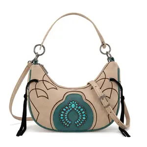 Montana West Concho Embroidered Small Crescent Shoulder or Crossbody Bag