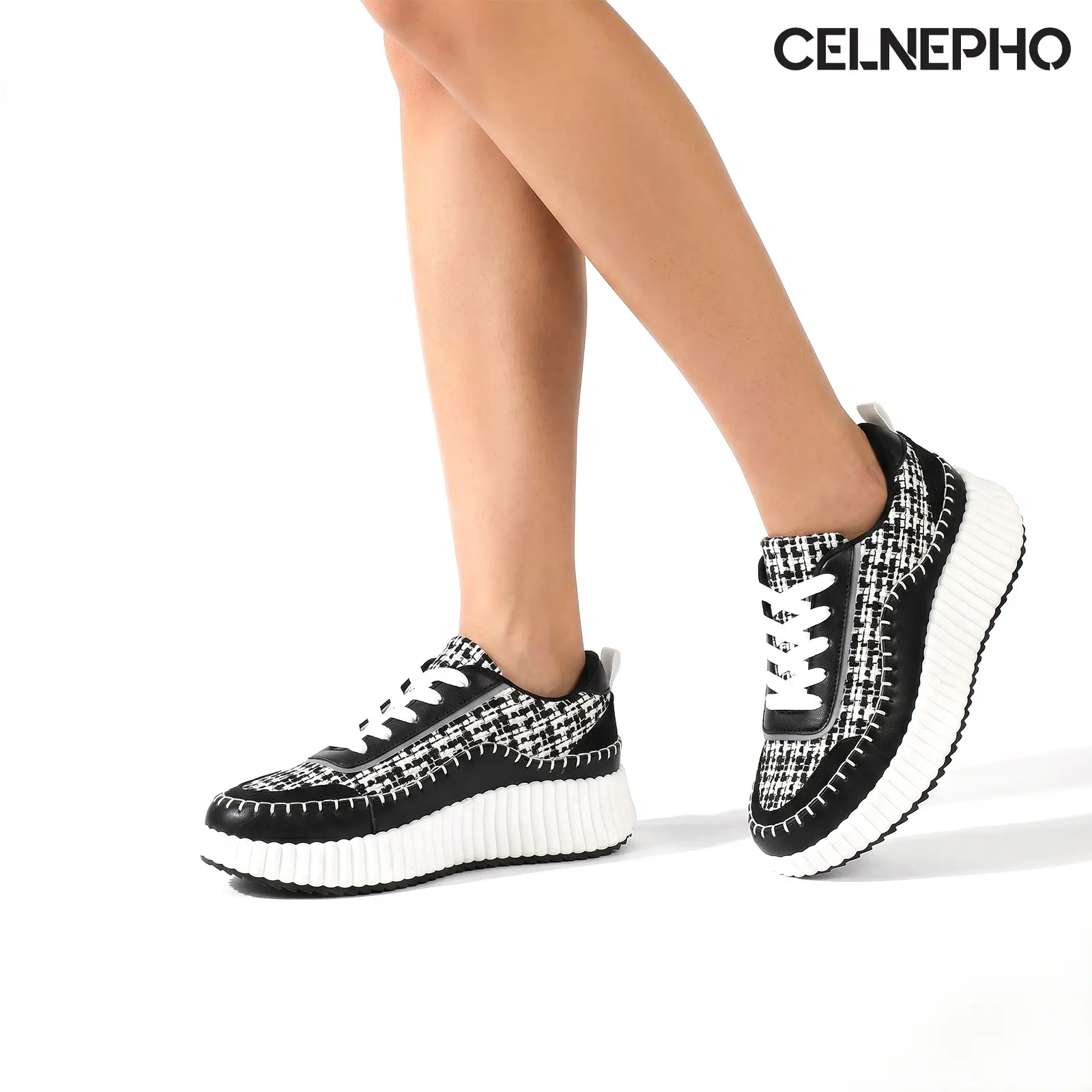 CELNEPHO  Womens Platform Sneakers Fashion Trainers lace Up Comfortable Casual Chunky Wedge Walking Running Casual Dailywear Dress Shoes
