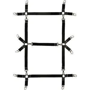 Bed Sheet Straps Nonslip Fitted Sheet Clips,Adjustable Elastic Bedding Holder Easy Install  Mattress Covers (Black)