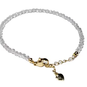 Clear Quartz Faceted Crystal Small Bead Bracelet Great Gift Stackable Length is 6.5 to 8 Inches