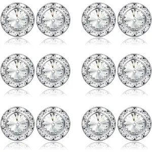 MILACOLATO Rhinestone Earrings Round Shaped Acrylic Stone Inside Crystal Halo Stud Earrings for Dance Competitions Stage Opera Performance Wedding Party Earrings Jewelry 15mm