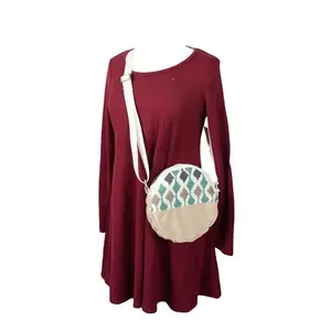 Cross-Body Style Zipper-Closure Web Strap Fabric Bag without Pockets