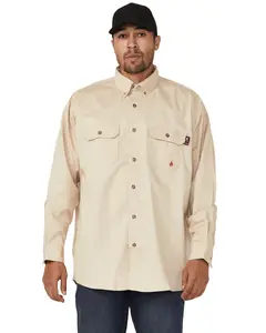 Forge Workwear Men's Men'S Fr Solid Long Sleeve Button-Down Work Shirt - Mfrlb2ps-024-Stn