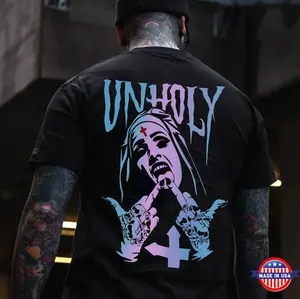 UNHOLY Nun Fluorescent Style Black Print T-shirt