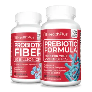 Health Plus Prebiotic & Probiotic Fiber Supplement Bundle – Gut Health Support with 12 Strains, Enzymes & Prebiotic Fiber