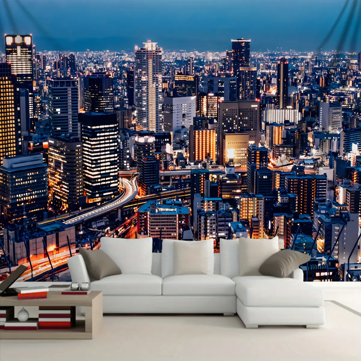 Vibrant City Landscape Wall Hanging Artwork Tapestry - 1 Piece Peach Skin Decorative Indoor Wall Decor for Living Rooms, Housewarming Gifts, Artwork Tapestries
