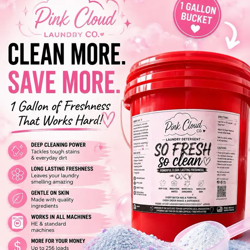 Pink cloud laundry detergent scent booster with oxy so fresh and clean