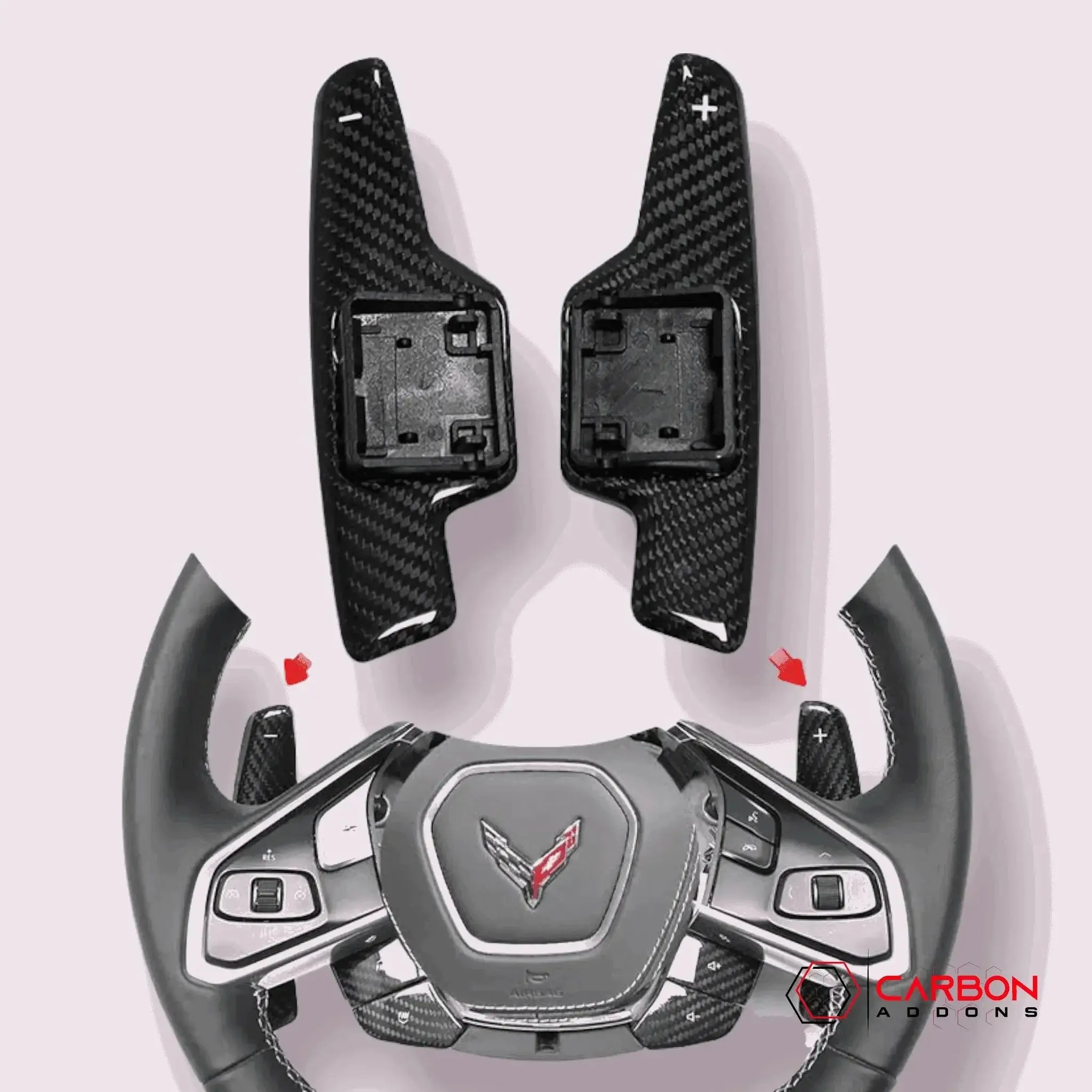 C8 Corvette Real Carbon Fiber Paddle Shifters | Direct Replacement (2020–2027)