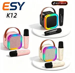 Fall Portable Wireless Karaoke Speaker with 2 wireless Microphone, HIFI Stereo Sound Subwoofers, KTV Speaker Subwoofer with RGB Colorful LED Lights, Karaoke Machine Sound System for Outdoor Sports Travel, Audio Device, Birthday Party outdoor sport travel