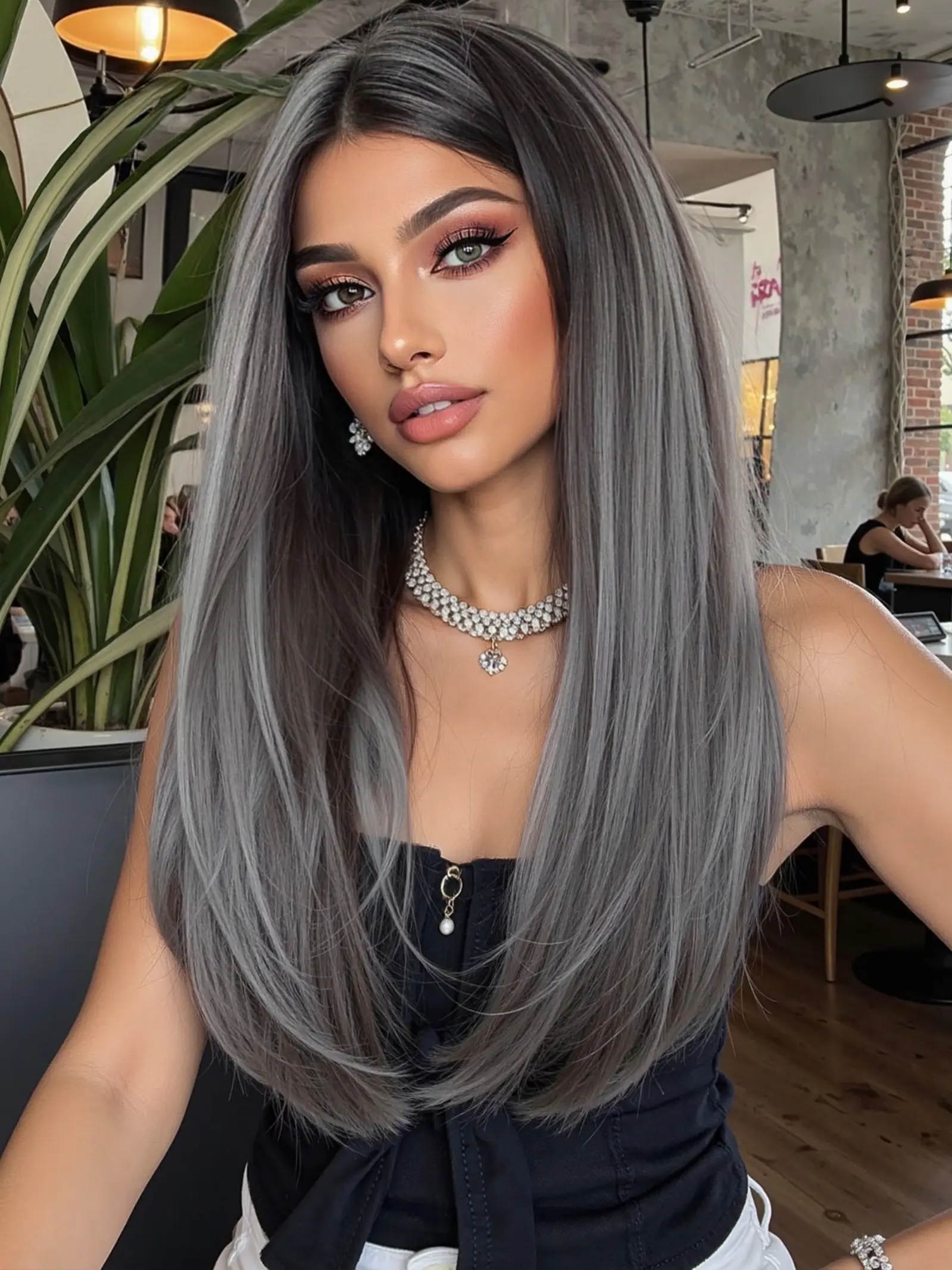 18" Silver Grey Straight Perfection - HD Lace Front Wig | Synthetic Wig, Heat Safe Fiber, Heat Resistant Wig, Breathable Cap, Daily Wear, Natural Looking Wigs
