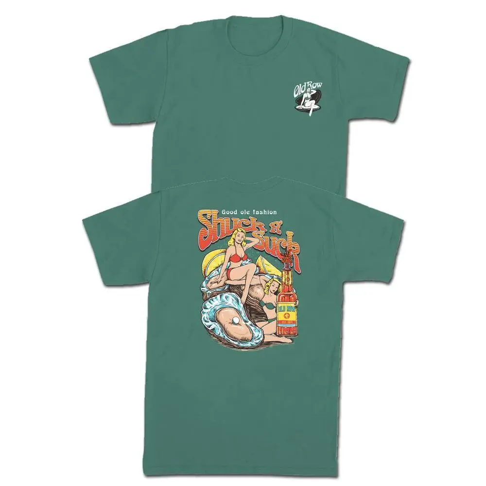 Shuck n’ Suck Oyster Party Graphic Tee Mens Unisex Cotton Short Sleeve Vintage Coastal Style